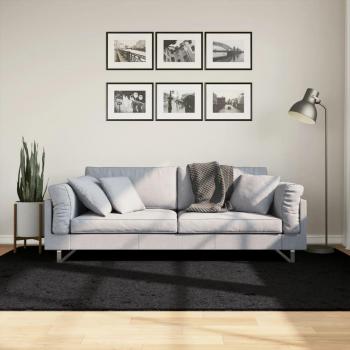 Alfombra peluda de pelo largo moderna PAMPLONA negra 160x230 cm