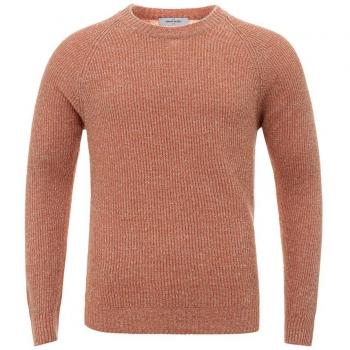 Gran Sasso Italian Linen-Cotton Orange Sweater - IT50 | L, Round-neck Knitwear, male, Size: L, Orange Linen-Cotton Blend Sweater