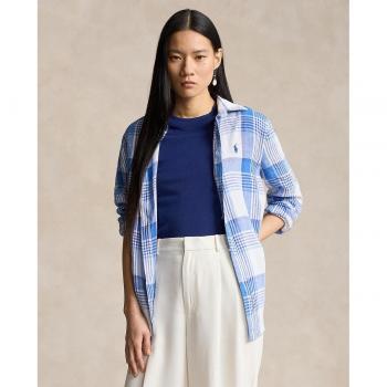 Ralph Lauren Blue/White Linen Shirt with Logo, Multicolor Female, Size: XS