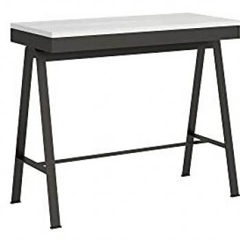Consola extensible 90x40/300 cm Escorio Evolution Fresno Blanco Estructura Anthracita