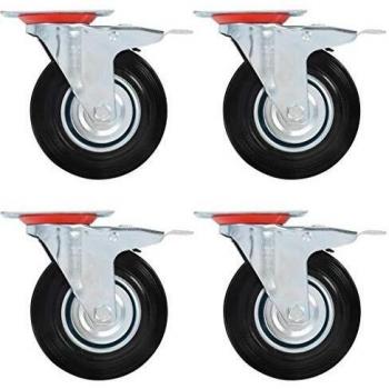 vidaXL 12x Ruedas Giratorias con Frenos Dobles Materiales Muebles Bancos Trabajo Carritos Estanterías Resistencia Golpes Suaves con Diámetro 125mm