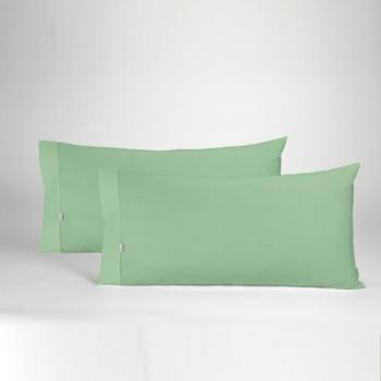 Pack de 2 Fundas de Almohada Verde Albahaca - 45x80 cm - 50% Algodón / 50% Poliéster - Suaves y Resistentes