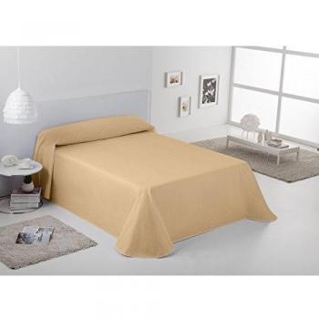 ESTELA - Colcha/Cubrecama RÚSTICO Lisos Color Beige - Cama de 90 cm. - Hilo Tintado - 50% Algodón/50% Poliéster