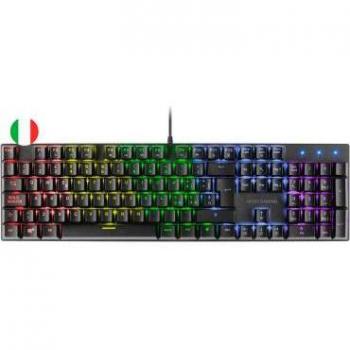 Mars Gaming Teclado Mecanico RGB MK422 - Tecnologia Antipolvo - Efectos de Iluminacion Rainbow - Teclas Ultra-resistentes - Funciones Multimedia y Modo Juego - PR de 1000Hz - Anti-Ghosting Avanzado - Compatibilidad Multiplataforma - Idioma Italiano - Colo