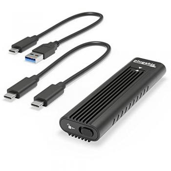 Plugable Technologies USB-C M.2 NVMe SSD Enclosure; Tool-Free & Driverless, USB 3 Type-C including Thunderbolt and USB4 at 10Gbps, for M.2 NVMe SSDs 2230 to