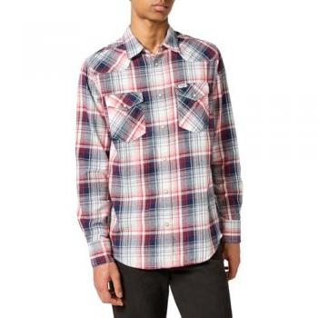 Camisa de Hombre Wrangler Clásica de Manga Larga a Cuadros Rojos y Azules