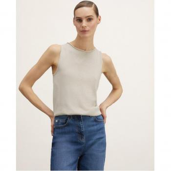 Motivi - Top de mujer de punto de lurex con detalles brillantes y escote sin rematar.