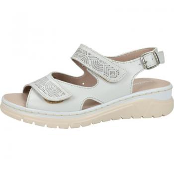 Sandalias de piel para señora DOCTOR CUTILLAS, color blanco, con hebilla, velcro y plantilla extraíble, ideales para verano