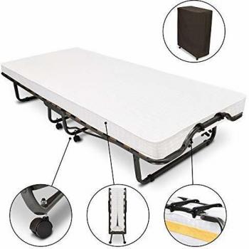 Cama Plegable de Invitados Venetia - Estructura de Metal Estable - Con Somier y Funda Protectora 200x80x40 cm