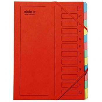 Carpeta archivadora extendos 223, de cartón, 12 compartimentos, color rojo