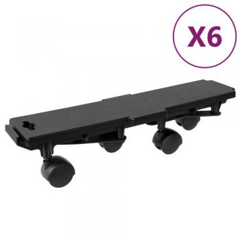 vidaXL Moving Dollies with 4 Wheels 6 pcs Black Polypropylene 170 kg