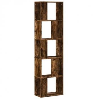 Librería de 5 niveles de madera ingeniería en roble ahumado, dimensiones 45x23,5x162,5 cm, disponible en blanco, negro y roble sonoma, ideal para oficina, estudio y dormitorio como m