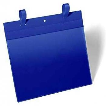 Bolsillo identificativo Durable A4 horizontal con 2 solapas azul oscuro - paquete de 50 piezas