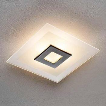 Plafón LED Quitani Tian, pantalla de vidrio, 39 x 39 cm