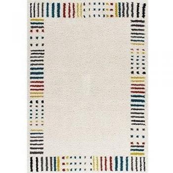 Alfombra Moderna Shaggy de gran calidad Fashion rayas crema multicolor varios tamaños Sale 50%, 160 cm_x_230 cm