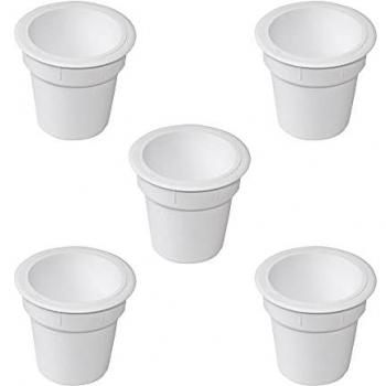 Emuca - Accesorio Porta Objetos Pot Versátil, 80 mm, Plástico blanco, para encastrar en mesas o cajones, pack de 5 unidades