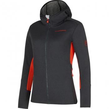 Camiseta de esquí de mujer La Sportiva Cosmic Hoody W, sudadera con capucha, color gris oscuro y rojo, talla L