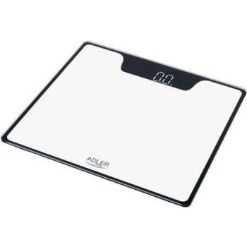 Adler AD8174W Báscula de Baño Digital Alta Precisión Pantalla LED hasta 180Kg Diseño Moderno Apagado Automático Vidrio Templado Color Blanco