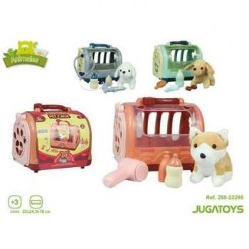 Peluche de Perro en Transportín con Diseño Realista y Tamaño Compacto