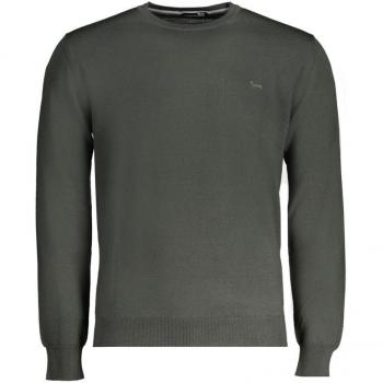 Harmont & Blaine Men's Green Wool Sweater, Round-neck Knitwear, Size: XXL, Long Sleeve with Embroidered Logo