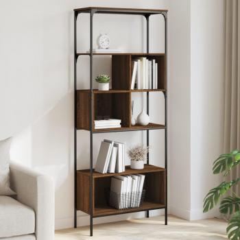 Librería 5 Estantes Marrón Roble 76x33x188,5 Madera Multicapa