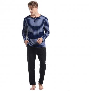 Abollria Pijamas Hombre Algodón 2 Piezas Mangas Larga Pantalon Largo Invierno Cómodo y Agradable