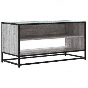 Mueble TV madera ingeniería y metal roble ahumado 91x40x46 cm Gris