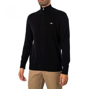 Jersey de hombre GANT Classic Cotton Half Zip - Negro - Talla XXL
