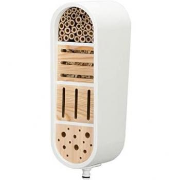 GARDENA ClickUp! InsectoHotel, Para un jardín que da mariposas, hecho de madera certificada FSC, El diseño ofrece cuatro hábitats diferentes, Sistema de vida para todas las estaciones,blanco 11370-20