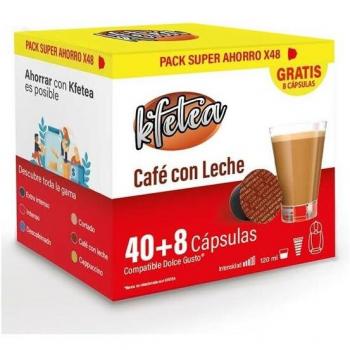 Café con Leche Dolce Gusto Compatible Marca Kfetea 48 Cápsulas, Formato Super Ahorro