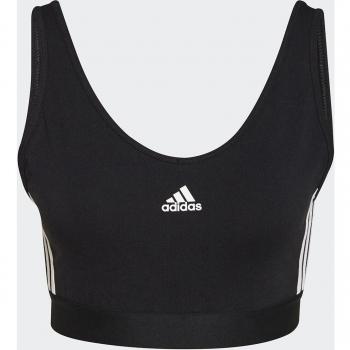 Adidas 3 Stripes Crop Top With Removable Pads - Women's - Black/White - Size M (12-14)
