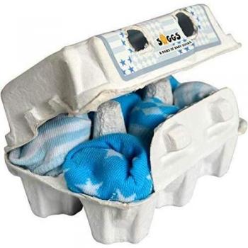 Dooky Soggs It's a Boy Calcetines para bebés - 6 pares de calcetines en una divertida caja de huevos de regalo