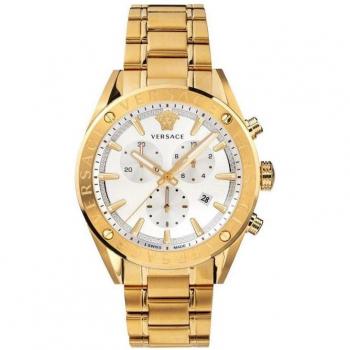 Versace V-Chrono Chronograph Watch, Yellow, Male, Size: ONE SIZE