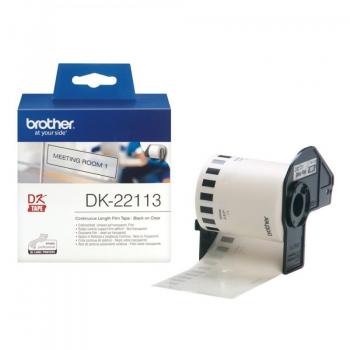 Cinta para impresora de etiquetas Brother DK-22113 Negro sobre transparente