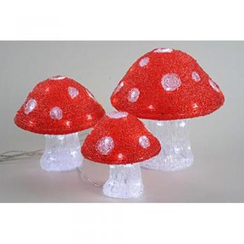 Set de 3 figuras champiñón acrílico exterior 25cm/20cm/18cm