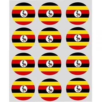 12 Ugandan Flag cupcake 40mm Toppers rice paper fairy cake pre cut decorations by simply topps