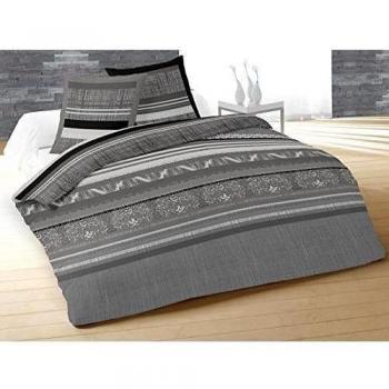Juego de funda de edredón de algodón 260x240 cm VEDETTE gris