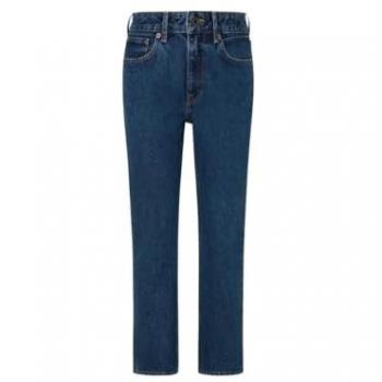 Jeans rectos de mujer Pepe Jeans, tiro medio, tejido no elástico, azul denim
