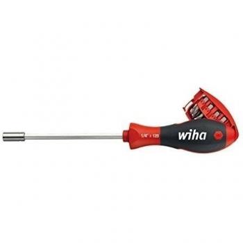Wiha 3809 - Destornillador con cargador magnético en surtido con 8 bits, de 1/4