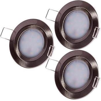 Luz empotrable LED Coin Slim IP44 redonda 6W acero cepillado, dimmable - Set de 3 unidades