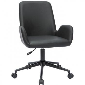 Silla de escritorio de poliuretano negro y metal negro ALBAN