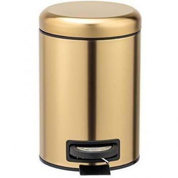 Cesto de Baño Leman 3L Oro Mate Acero Inoxidable Antihuellas 17x25x22,5cm