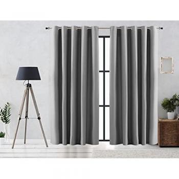 Cortina Rústica Confeccionada Oscurante Lisa 300x255 cm Plata con Ojales Metálicos y Efecto Lona