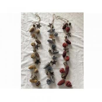 Guirnalda Piñas cascabel decoración Navidad 73 cm