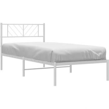 Estructura de cama metálica blanca sin colchón con cabecero 75x190 cm