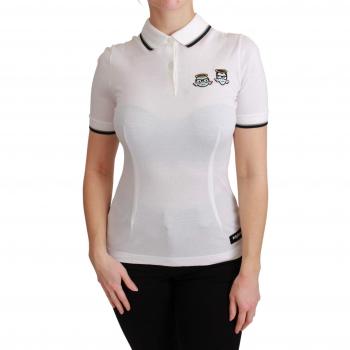Dolce & Gabbana White Cotton Polo #dgfamily T-shirt - IT42|M, Female, Size: M, Angel Embroidered