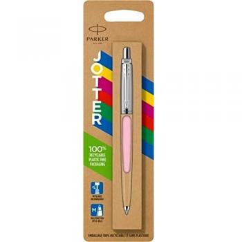 Parker Jotter Originals Bolígrafo | Acabado rosa bebé | Punta media | Tinta azul | Paquete de burbujas