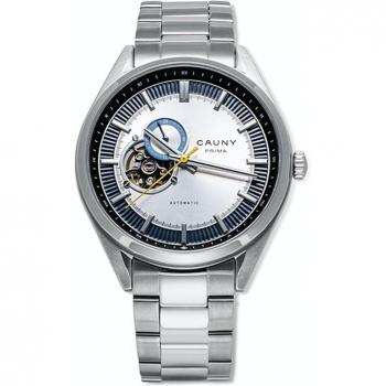 Reloj Hombre Cauny CPO005 - Reloj de pulsera automático, diseño clásico, caja de acero inoxidable, correa de cuero genuino, resistencia al agua hasta 50 metros, esfera analógica con marcadores luminosos y