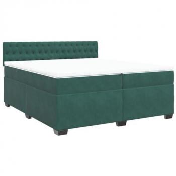 Cama box spring con colchón terciopelo verde oscuro 200x200 cm