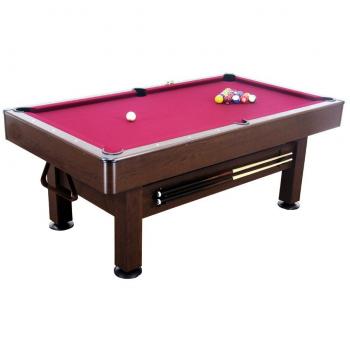 Cougar Topaz Mesa de Billar 6ft en Marrón y Rojo | Mesa interior con Accesorios | Mesa de Billar y Pool / carambola | Dimensiones: 205x115x79 cm